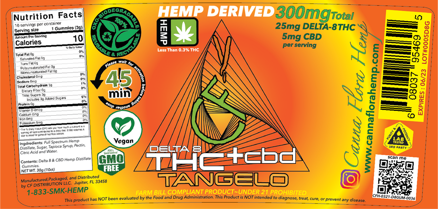 DELTA 8 THC+CBD Vegan Gummies Tangelo